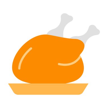 Kızarmış Tavuk Düz Simgesi Tasarımı