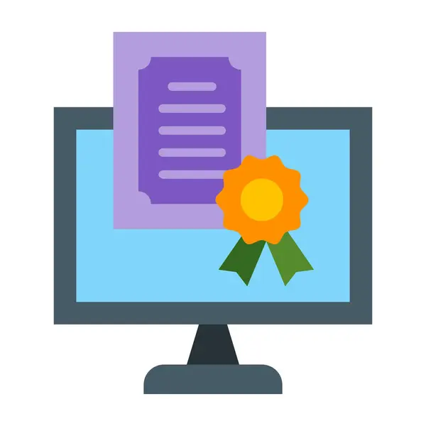 Dijital Sertifika Düz Simge Tasarımı