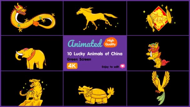 Animationer Lyckliga Djur Kinesisk Tro Kan Användas Ditt Arbete — Stockvideo
