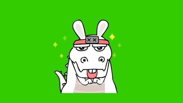 緑のスクリーン上のウサギ忍者アニメーション 感情キャラクター4Kビデオ — ストック動画