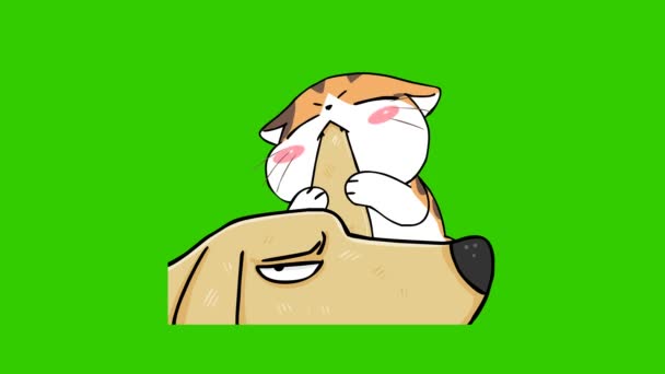 Naranja Gato Lindo Animación Verde Pantalla Emoción Personaje Video — Vídeo de stock