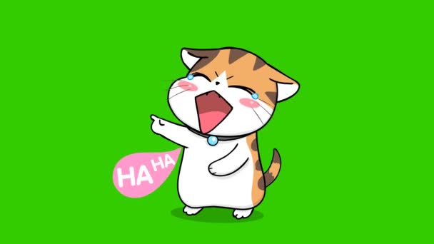 Pomarańczowy Kot Cute Animacja Zielonym Ekranie Emocje Postać Wideo — Wideo stockowe