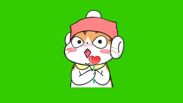 オレンジ かわいいアニメーション グリーン スクリーン キャラクター ビデオ — ストック動画