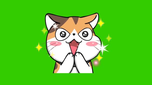 Pomarańczowy Kot Cute Animacja Zielonym Ekranie Emocje Postać Wideo — Wideo stockowe