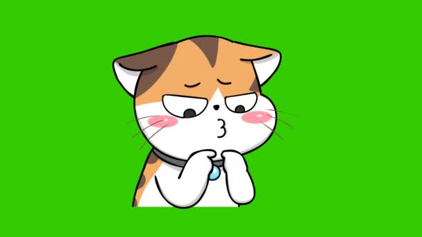 화면에 오렌지 고양이 귀여운 애니메이션 캐릭터 비디오 — 비디오