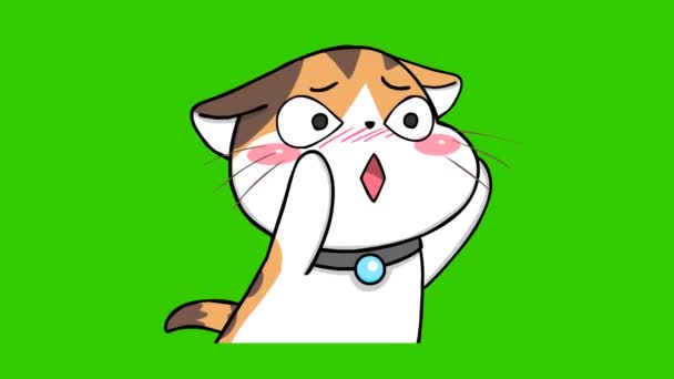 Oranžová Kočka Roztomilá Animace Zelené Obrazovce Emotivní Charakter Video — Stock video