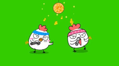 tavuk komik animasyonu yeşil ekranda, duygu karakteri 4k video