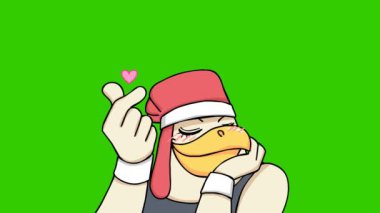 tavukkomik animasyon yeşil ekranda, duygu karakteri 4k video