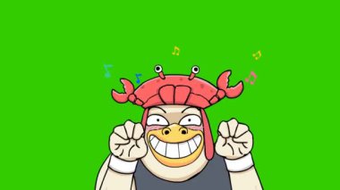tavukkomik animasyon yeşil ekranda, duygu karakteri 4k video