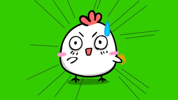 Animación Divertida Pollo Pantalla Verde Personaje Emoción Video — Vídeo de stock