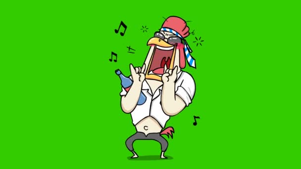 Chickenfunny Animation Auf Grünem Bildschirm Emotionen Charakter Video — Stockvideo