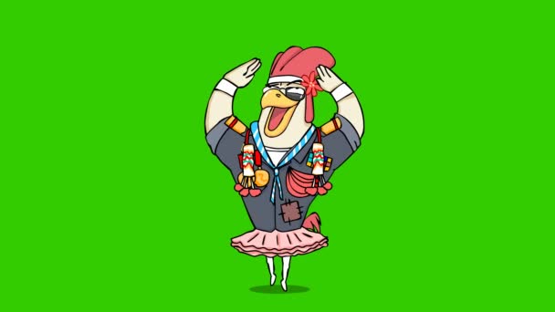 Animación Chickenfunny Pantalla Verde Personaje Emoción Video — Vídeos de Stock