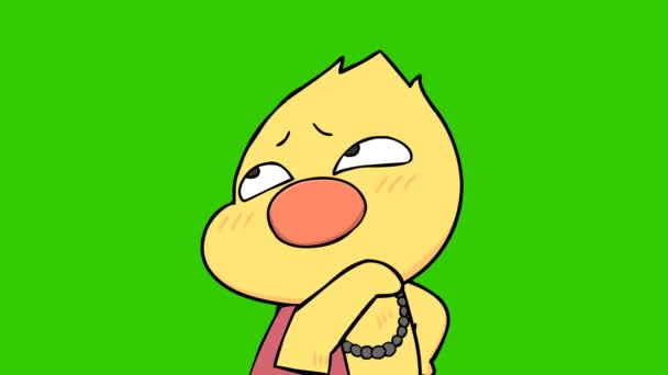 アヒルと猫ゴーストハロウィーンアニメーショングリーン画面 感情キャラクター4Kビデオ — ストック動画