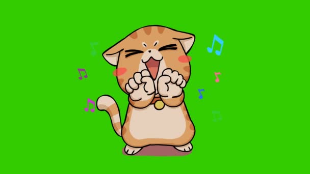 Legrační Kočičí Animace Zelené Obrazovce Emotivní Charakter Video — Stock video