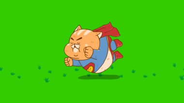 Yeşil ekranda komik kedi animasyonu, duygu karakteri 4k video