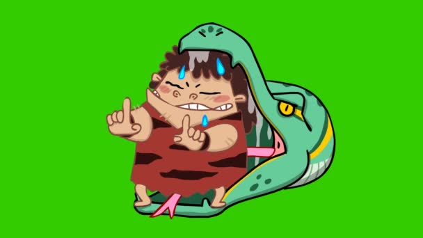 男の石とスポーツアニメーション 緑の画面 感情キャラクター4Kビデオ — ストック動画