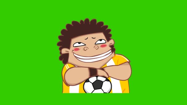 Homem Pedra Animação Esportiva Tela Verde Emoção Personagem Vídeo — Vídeo de Stock