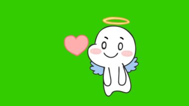 Yeşil ekranda Littel açılı animasyon, duygu karakteri 4k video