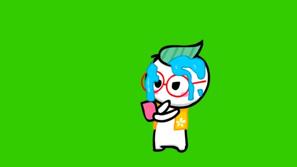 Animación Enojada Pantalla Verde Personaje Emoción Video — Vídeos de Stock