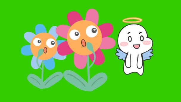 Littel Úhlová Animace Zelené Obrazovce Emotivní Znak Video — Stock video