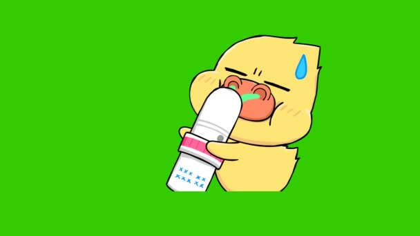 Littel Duck Animação Tela Verde Emoção Personagem Vídeo — Vídeo de Stock