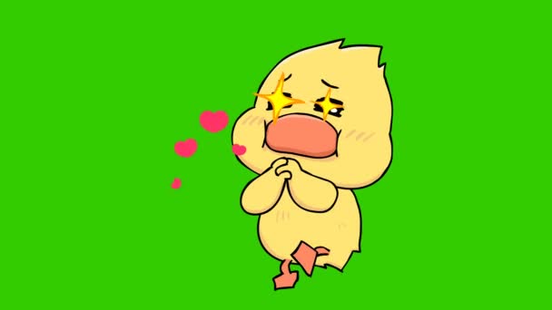 Littel Duck Animation Green Screen Emotion Character Video — стоковое видео
