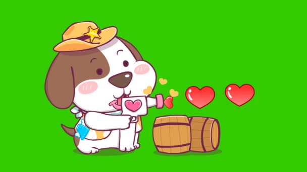 緑のスクリーンでかわいい犬アニメーション 感情キャラクター4Kビデオ — ストック動画