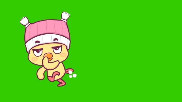 Cute Bird Animation Green Screen Emotion Character Video — Stock Video