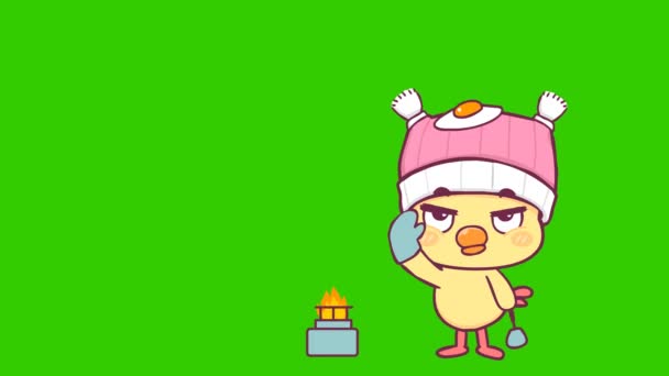 Lindo Pájaro Animación Pantalla Verde Emoción Personaje Video — Vídeos de Stock