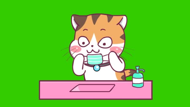 かわいいアニメーション グリーン スクリーン キャラクター ビデオ — ストック動画