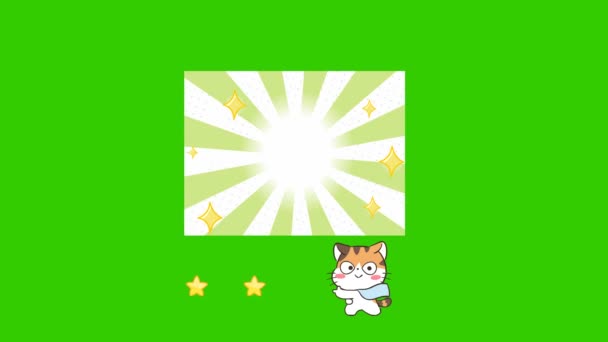 绿色屏幕上的猫可爱动画 情感字符4K视频 — 图库视频影像