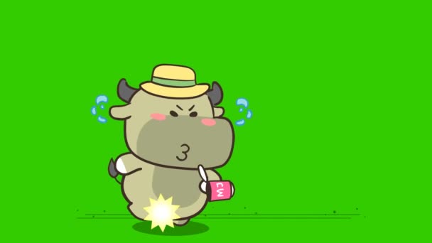 Carino Coniglio Animazione Sullo Schermo Verde Personaggio Emozione Video — Video Stock