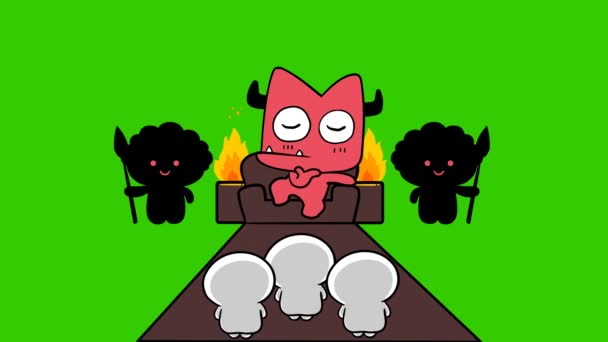 Infierno Animación Pantalla Verde Emoción Del Personaje Vídeo — Vídeos de Stock