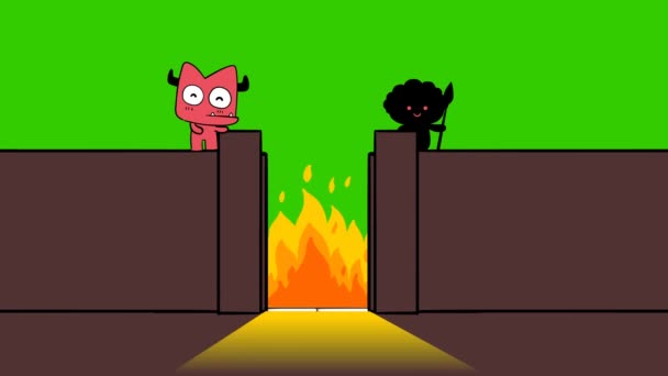 Hell Animace Zelené Obrazovce Emotivní Charakter Video — Stock video