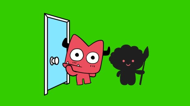 Hölle Animation Auf Grünem Bildschirm Emotionen Charakter Video — Stockvideo