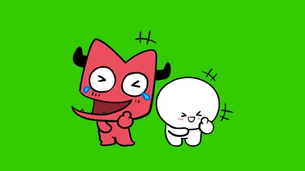 Infierno Animación Pantalla Verde Emoción Del Personaje Vídeo — Vídeos de Stock