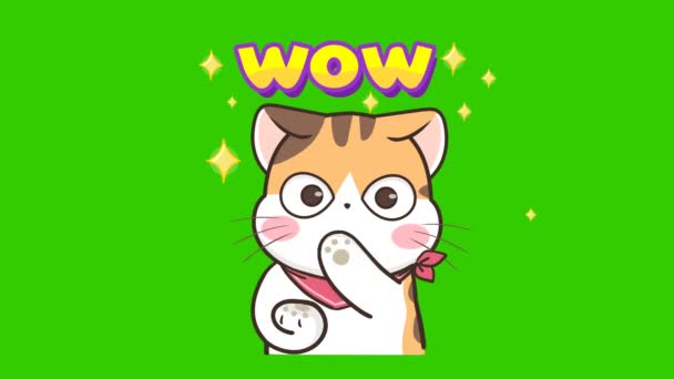 화면에 고양이 귀여운 애니메이션 캐릭터 비디오 — 비디오