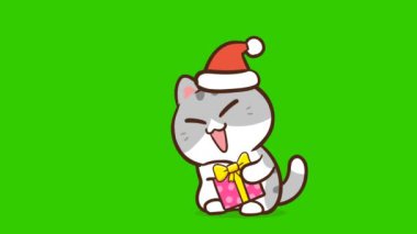 Yeşil ekranda kedi animasyonu, duygu karakteri 4k video