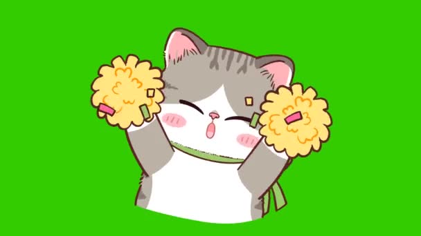 화면에 고양이 귀여운 애니메이션 캐릭터 비디오 — 비디오