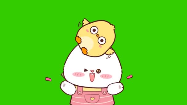 かわいいクマアニメーショングリーンスクリーン 感情キャラクター4Kビデオ — ストック動画