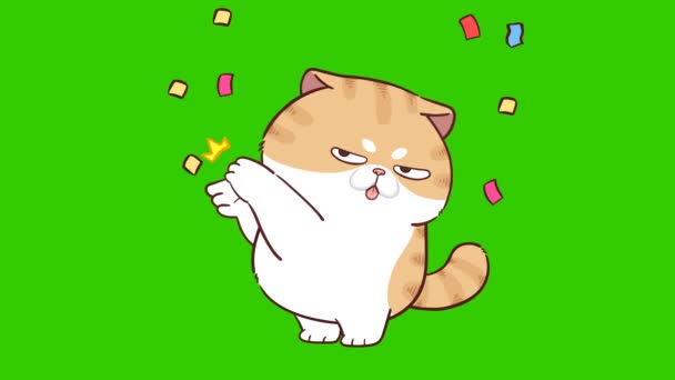 Cat Cute Animation Green Screen Emotion Character Video — Stock Video