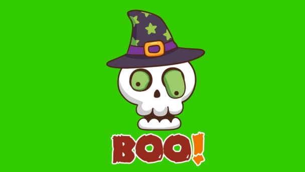 Halloween Cat Animace Zelené Obrazovce Emotivní Charakter Video — Stock video