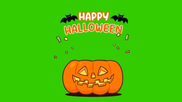 Animazione Halloween Cat Sullo Schermo Verde Personaggio Emozione Video — Video Stock