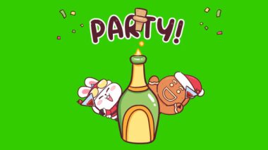 Tavşan mutlu noel animasyonu yeşil ekranda, duygu karakteri 4k video