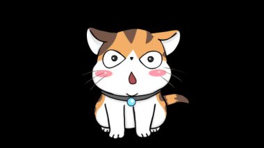 Şirin Kedi Miyavlayan Animasyon - Şeffaf Arkaplan