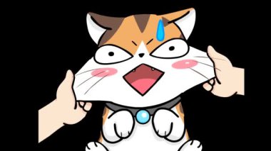Şirin Kedi Yanağı Çimdikleme Animasyonu