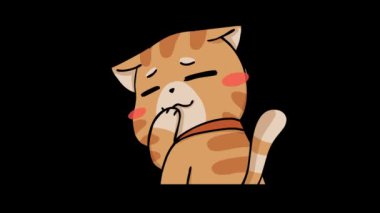 Animasyon Kedi Elle gülüyor Ağzı şeffaf Arkaplan