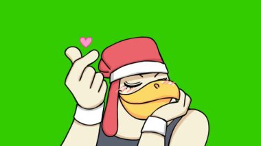 Komik Animasyon Tavuk Mini Kalp Hareketi Yapıyor 