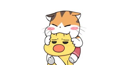 Komik Animasyon Kedi Isırık Ördeğine Sıçrıyor 