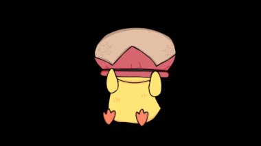 Shy Animated Duck ve Kroma Keying İçin Kafasında Clay Pot